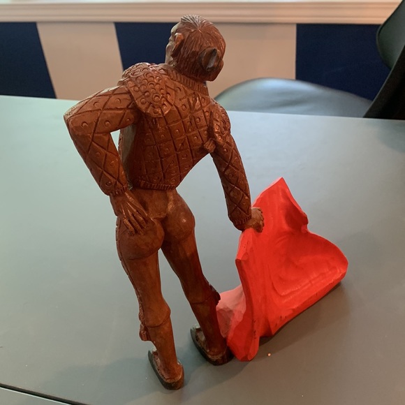 Vintage Spanish Matador Wood Carving Statue Figurine Mid Century Décor Boho - Picture 6 of 9